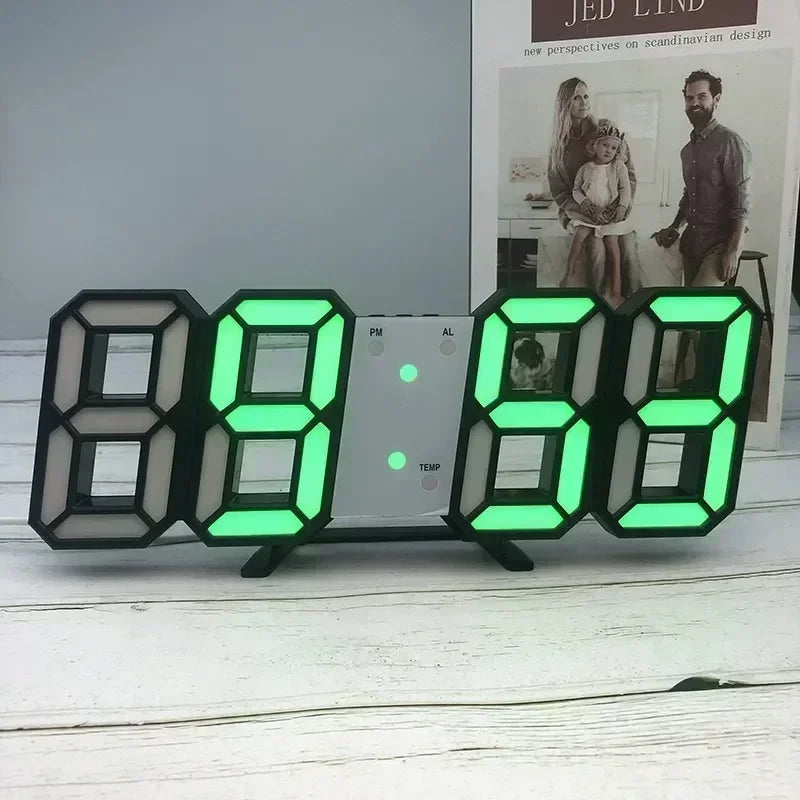 3D Digitale Wanduhr mit LED-Beleuchtung