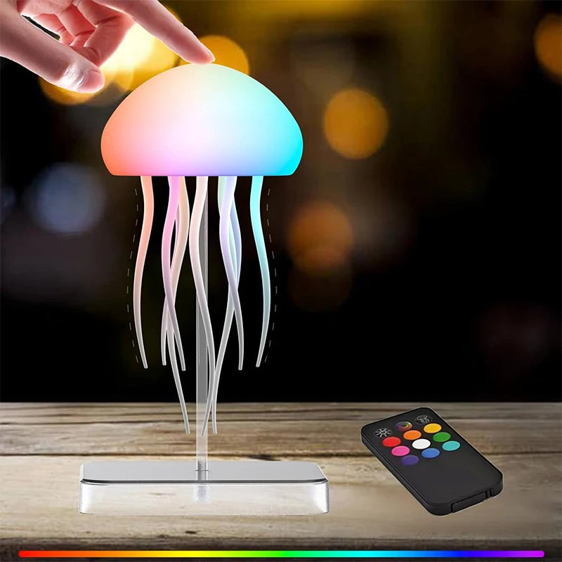 LED Jellyfish Lamp – Color Changing &amp; Color Gradient with Remote Control, 9 Tentacles, Extra Long Battery Life